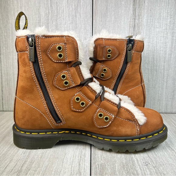 NEW Dr. Martens Docs 31877 Fur Lined Brown Buttersoft Winter Boot Womens Size 10 - Picture 4 of 10